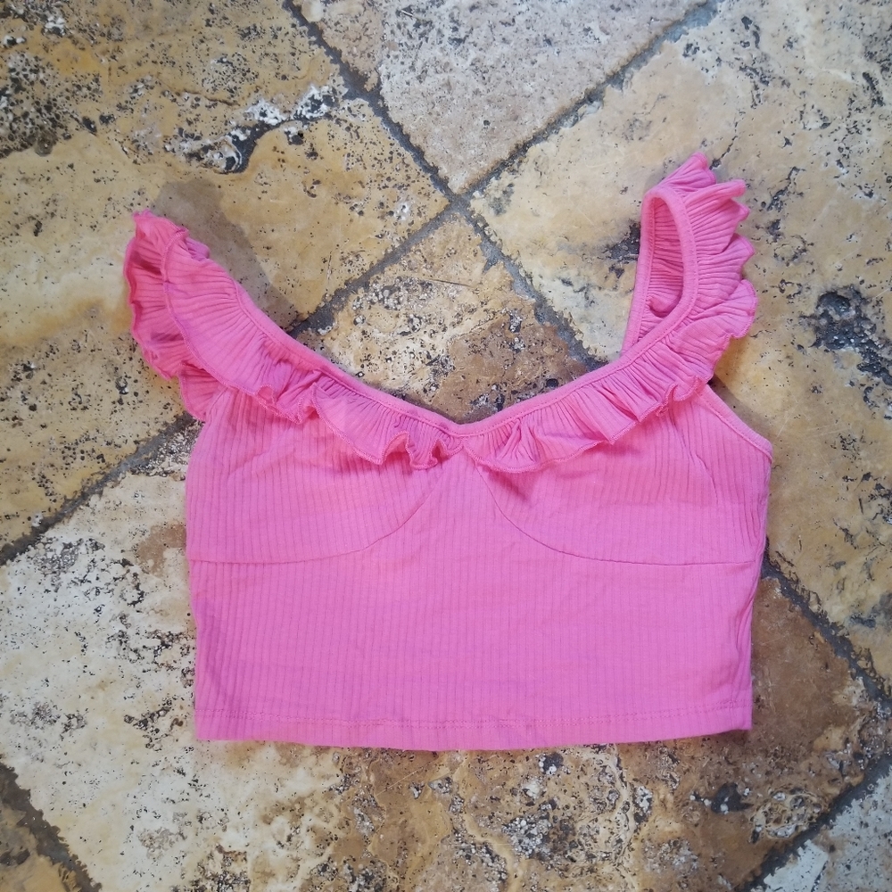 Shein pink cropped top